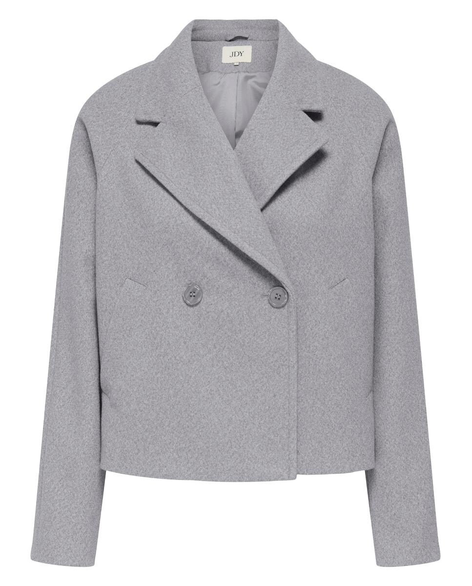 Sobretudo de Pano Curto com Manga Comprida Cinzento-claro-3