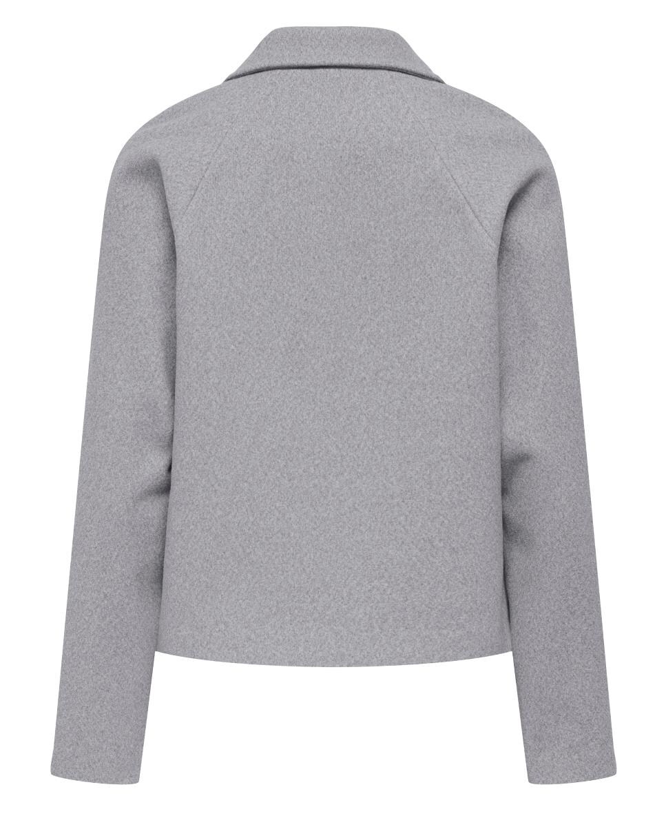 Sobretudo de Pano Curto com Manga Comprida Cinzento-claro-4