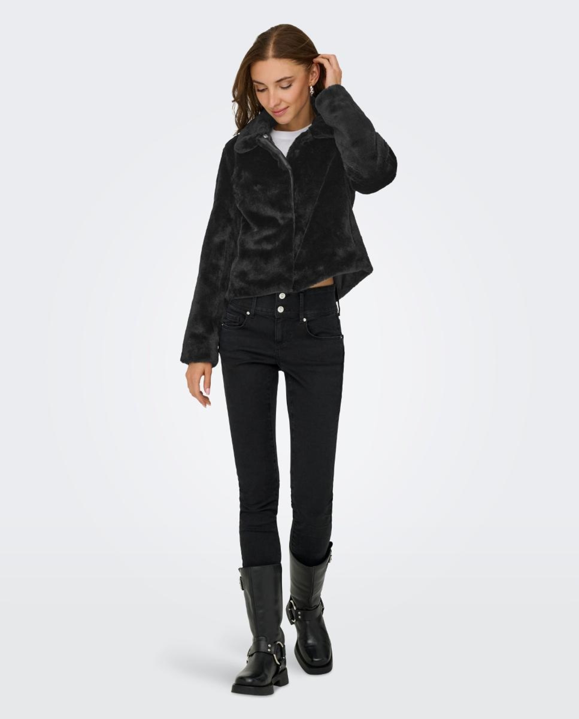 Chaqueta de mujer con cuello camisero - jdy - Negro Negro-4
