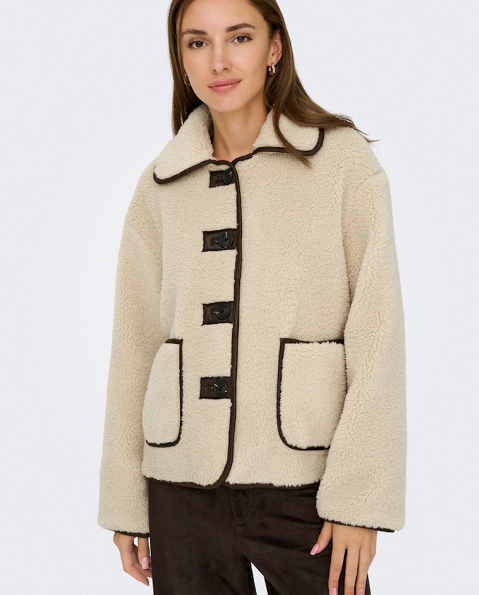 Casaco de Pelo de Borrego Creme-3