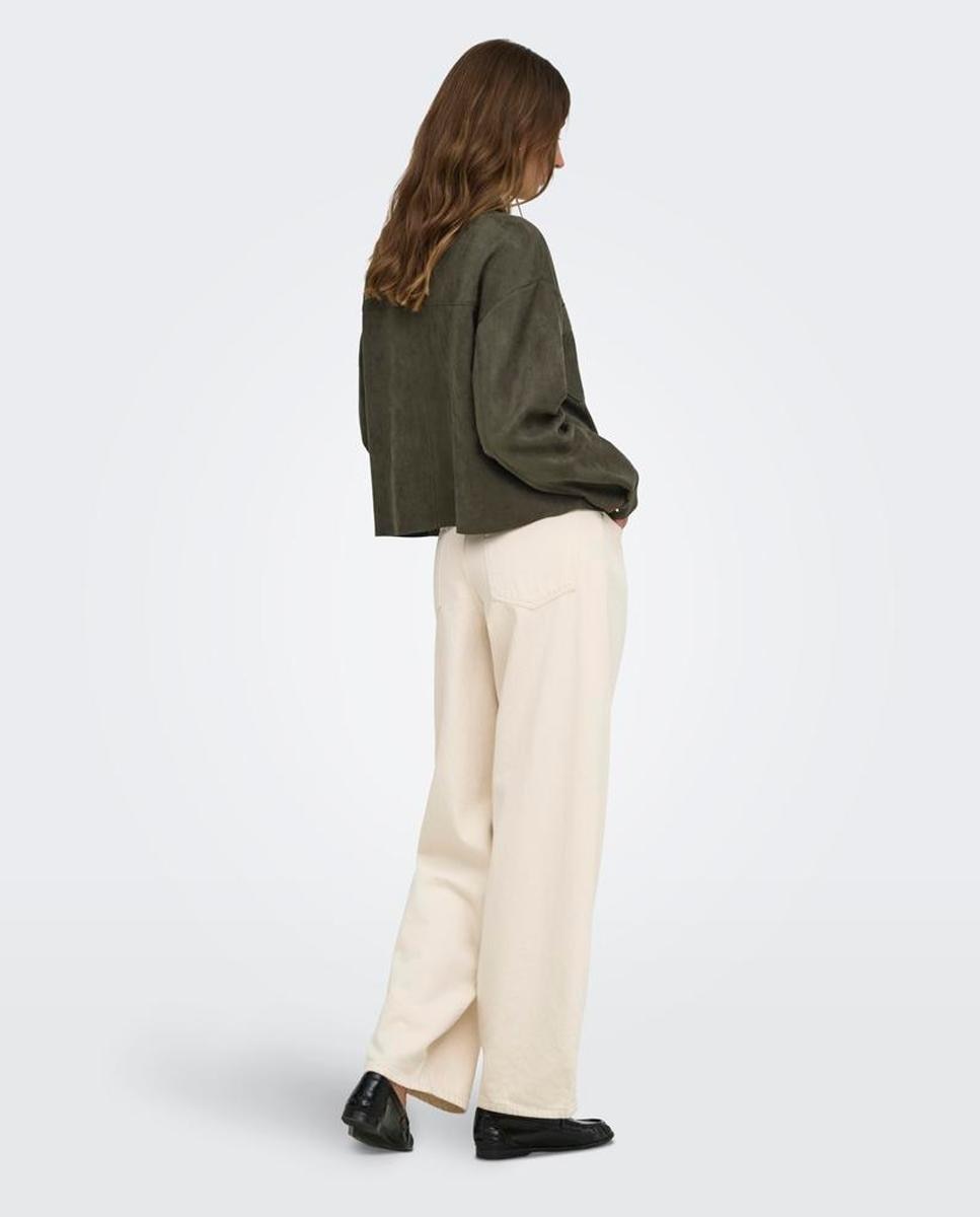 Imagen 2 de Chaqueta de mujer efecto ante con cuello camisero - jdy - Verde pardo Verde pardo