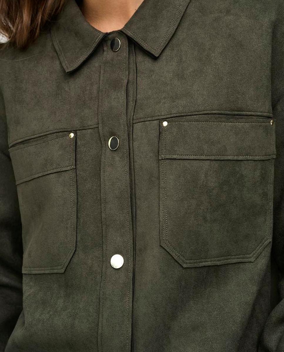 Imagen 4 de Chaqueta de mujer efecto ante con cuello camisero - jdy - Verde pardo Verde pardo