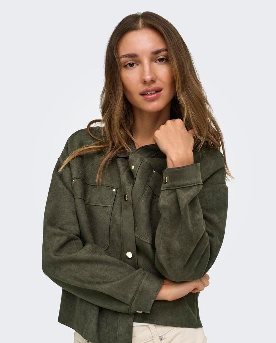 Imagen 5 de Chaqueta de mujer efecto ante con cuello camisero - jdy - Verde pardo Verde pardo
