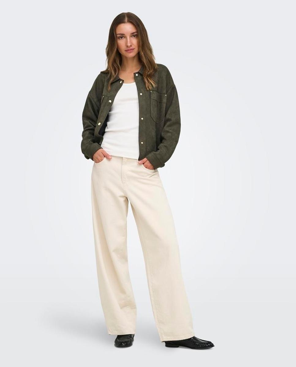 Imagen 8 de Chaqueta de mujer efecto ante con cuello camisero - jdy - Verde pardo Verde pardo