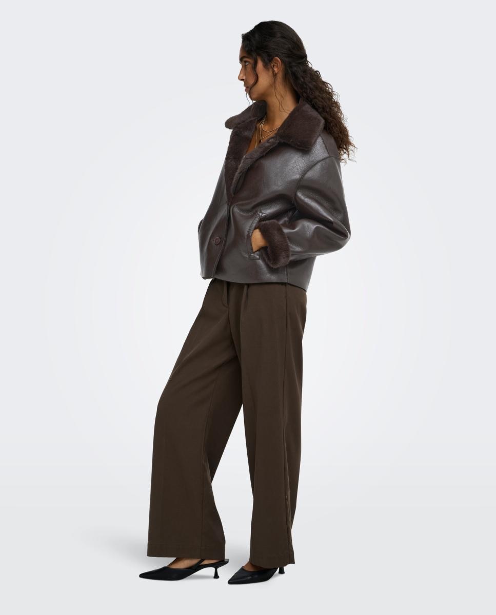 Chaqueta de mujer reversible con cuello solapa - jdy - Marrón oscuro Marrón oscuro-8