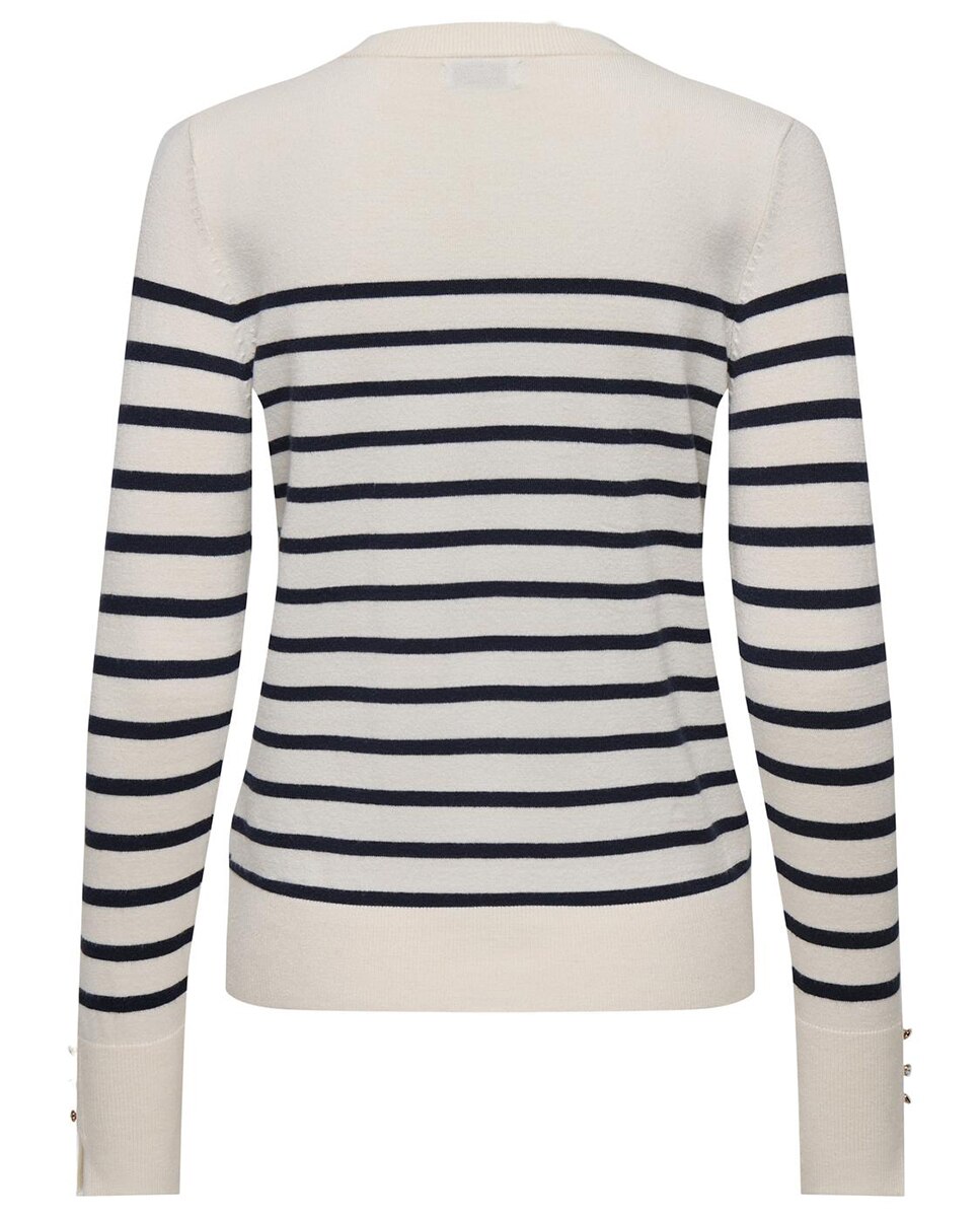 Camisola de malha básica com manga comprida Azul-marinho-5