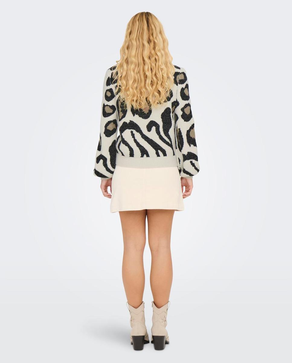 Imagen 3 de Jersey de mujer animal print con cuello redondo - jdy - Beige Beige