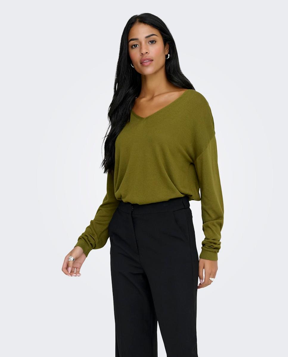jdy - Jersey de mujer fino cuello pico.