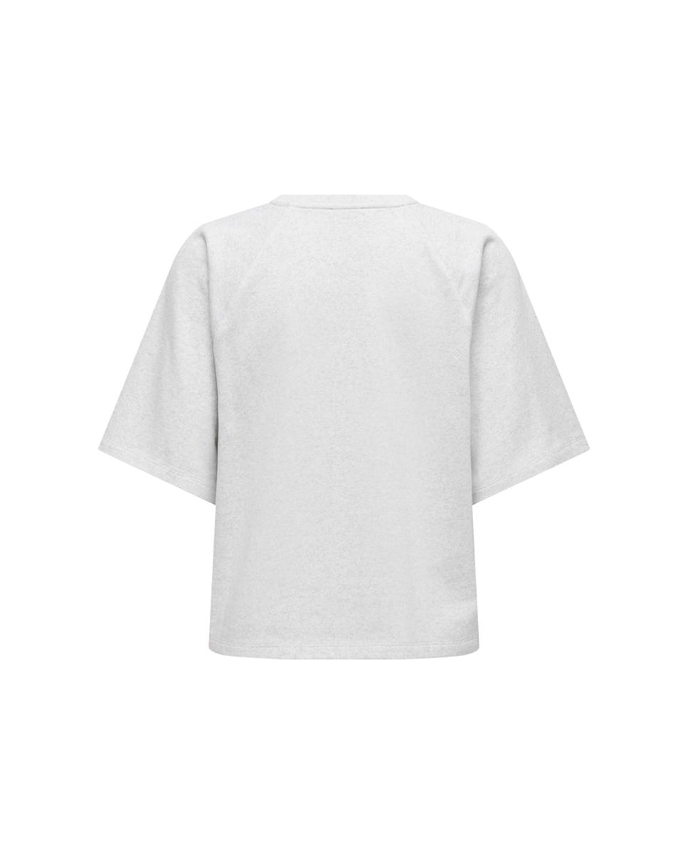 Sweatshirt de Manga Curta com Decote Redondo Bege-2