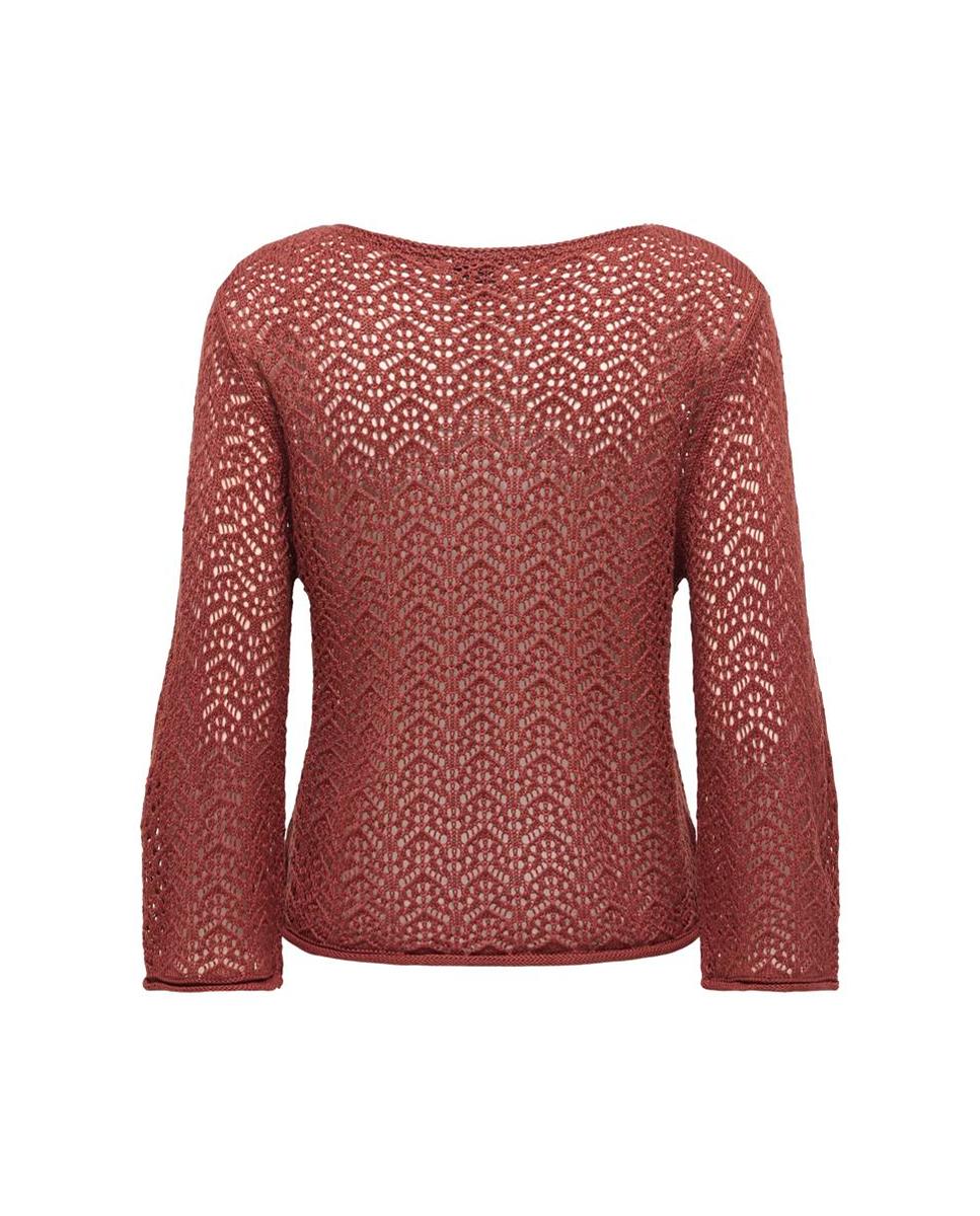 Camisola de malha rendilhada Bordeaux-2