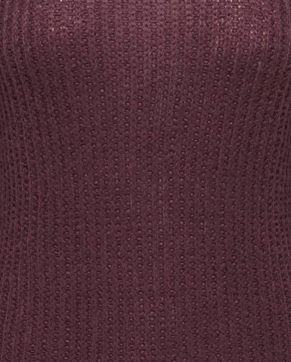 Camisola de malha de manga comprida com decote redondo Vermelho/Grená-5