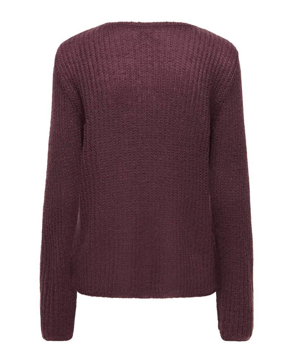Camisola de malha de manga comprida com decote redondo Vermelho/Grená-7