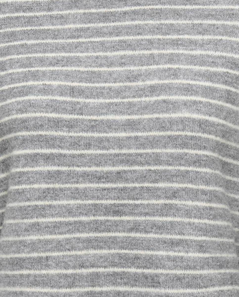 Camisola de malha de manga comprida com decote redondo Cinzento-6
