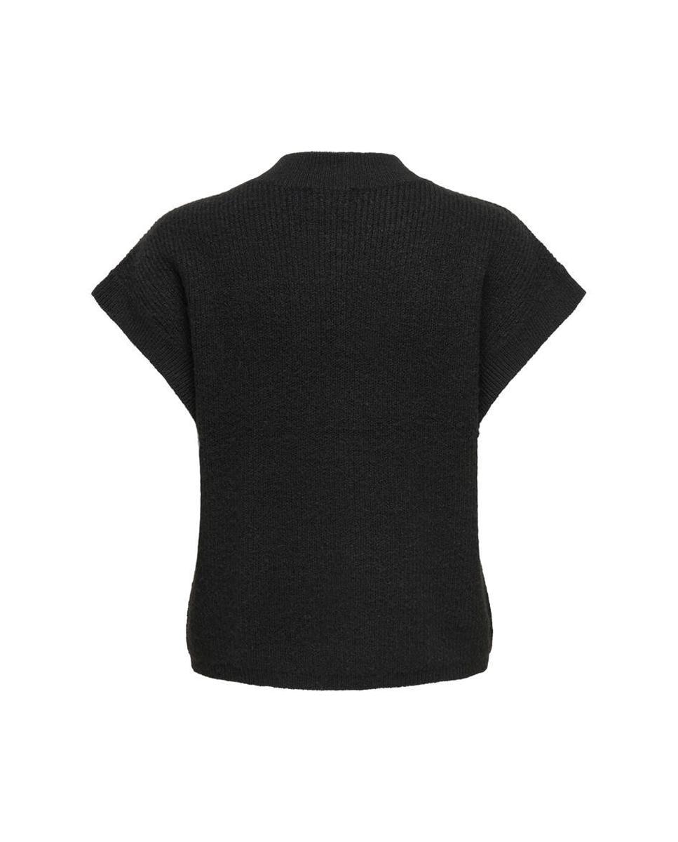 Camisola de malha com manga curta e decote redondo Preto-5