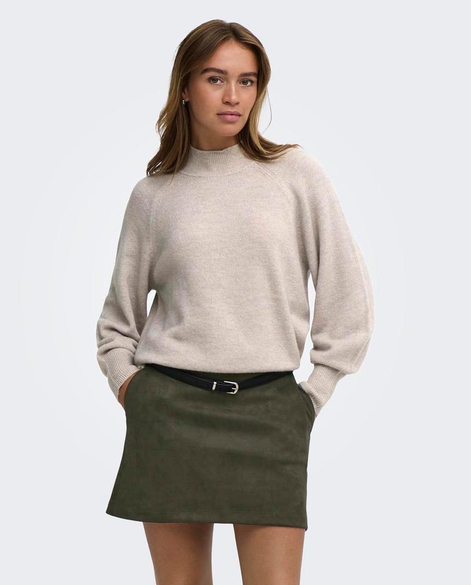 Imagen 0 de Jersey de mujer de manga larga con cuello alto Beige