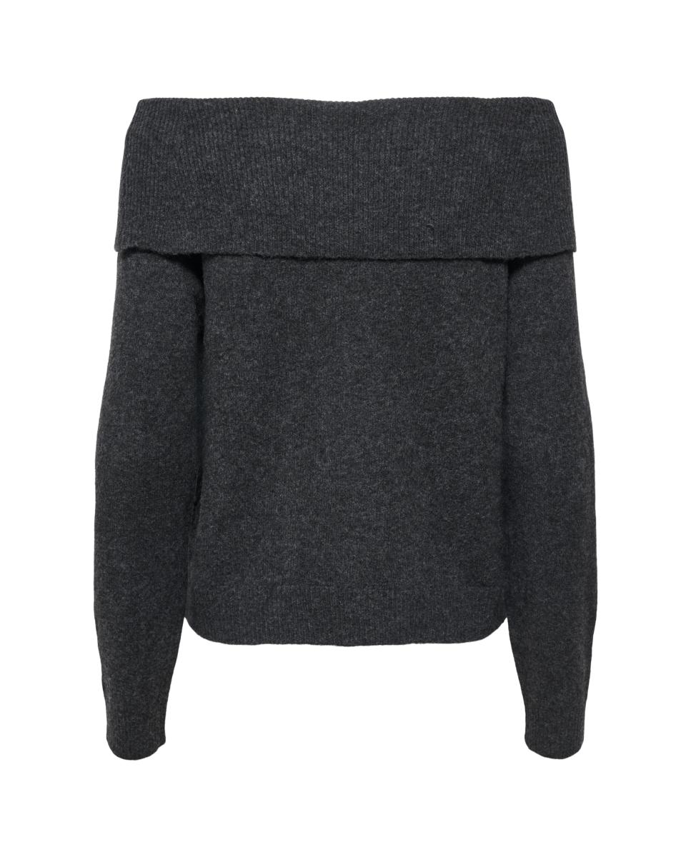 Camisola de malha com ombros descobertos Cinzento-escuro-6