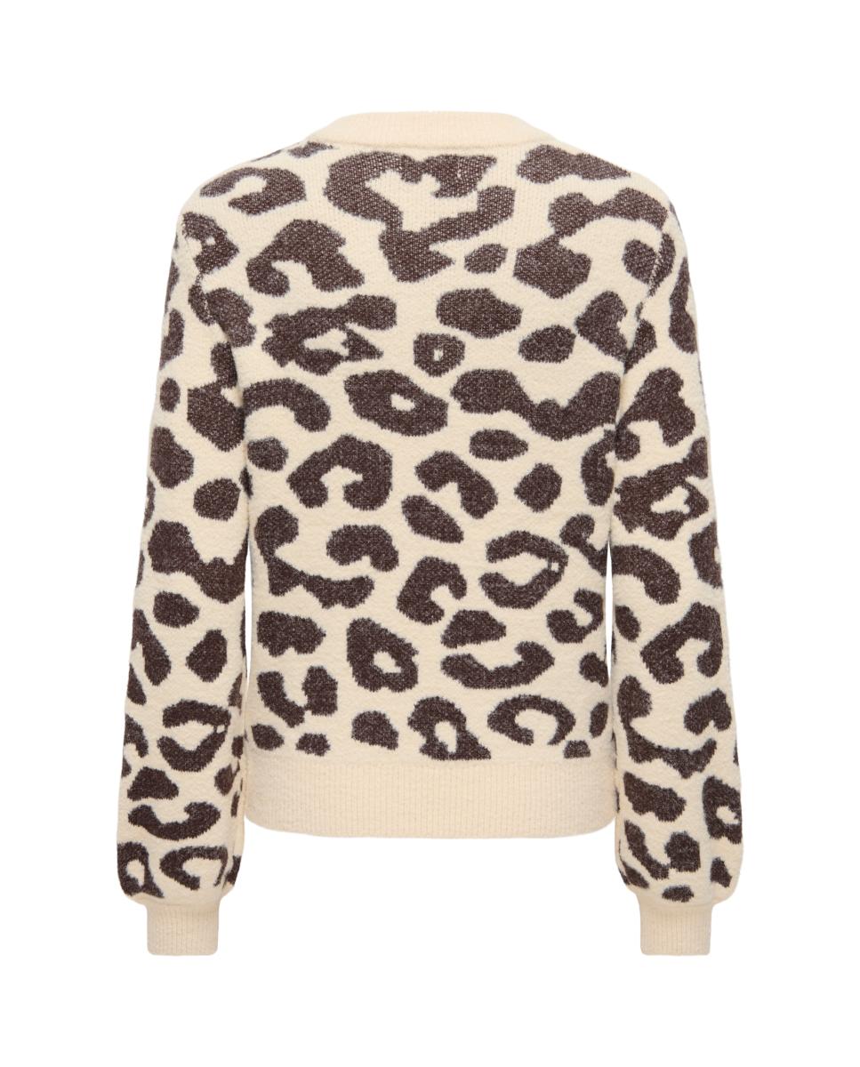 Camisola de Malha com Animal Print e Decote Redondo Lã-6