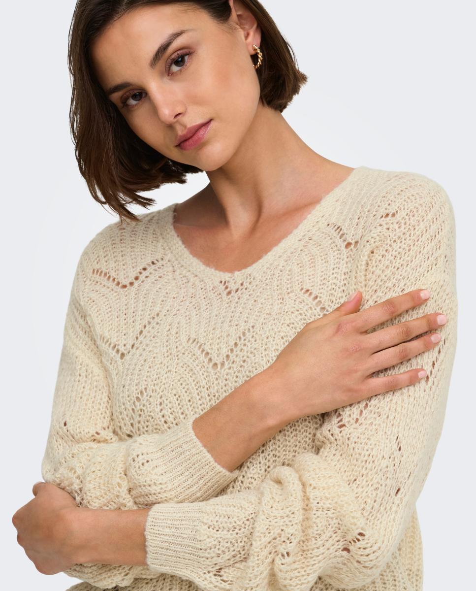 Jersey de mujer con escote pico y manga larga - jdy - Lana Lana-3