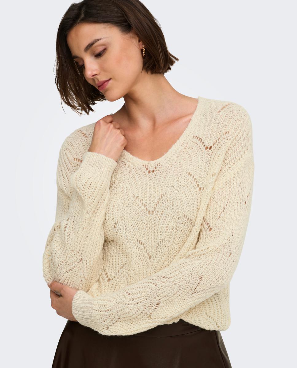 Jersey de mujer con escote pico y manga larga - jdy - Lana Lana-4