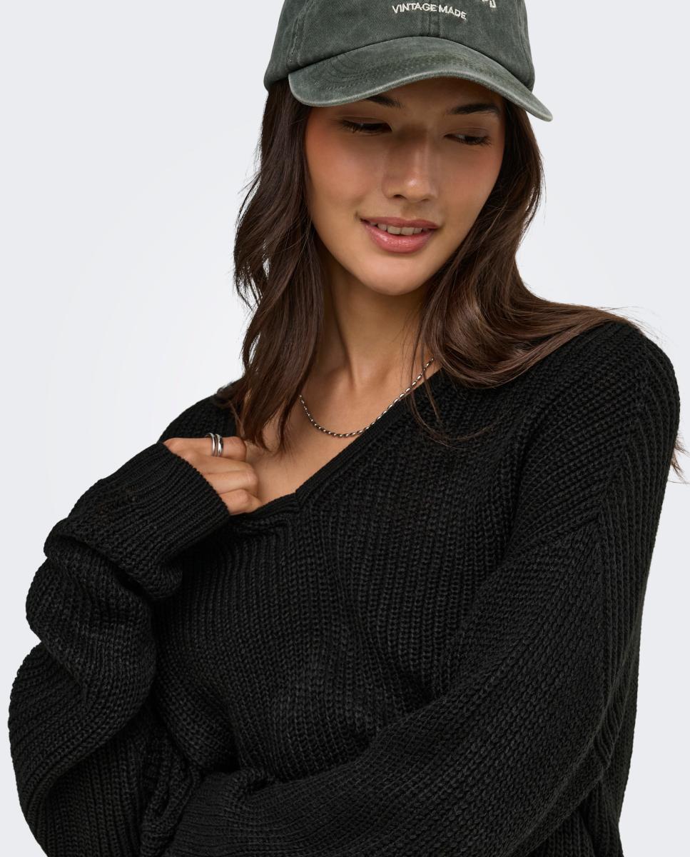 Jersey de mujer con escote pico y manga larga - jdy - Negro Negro-3