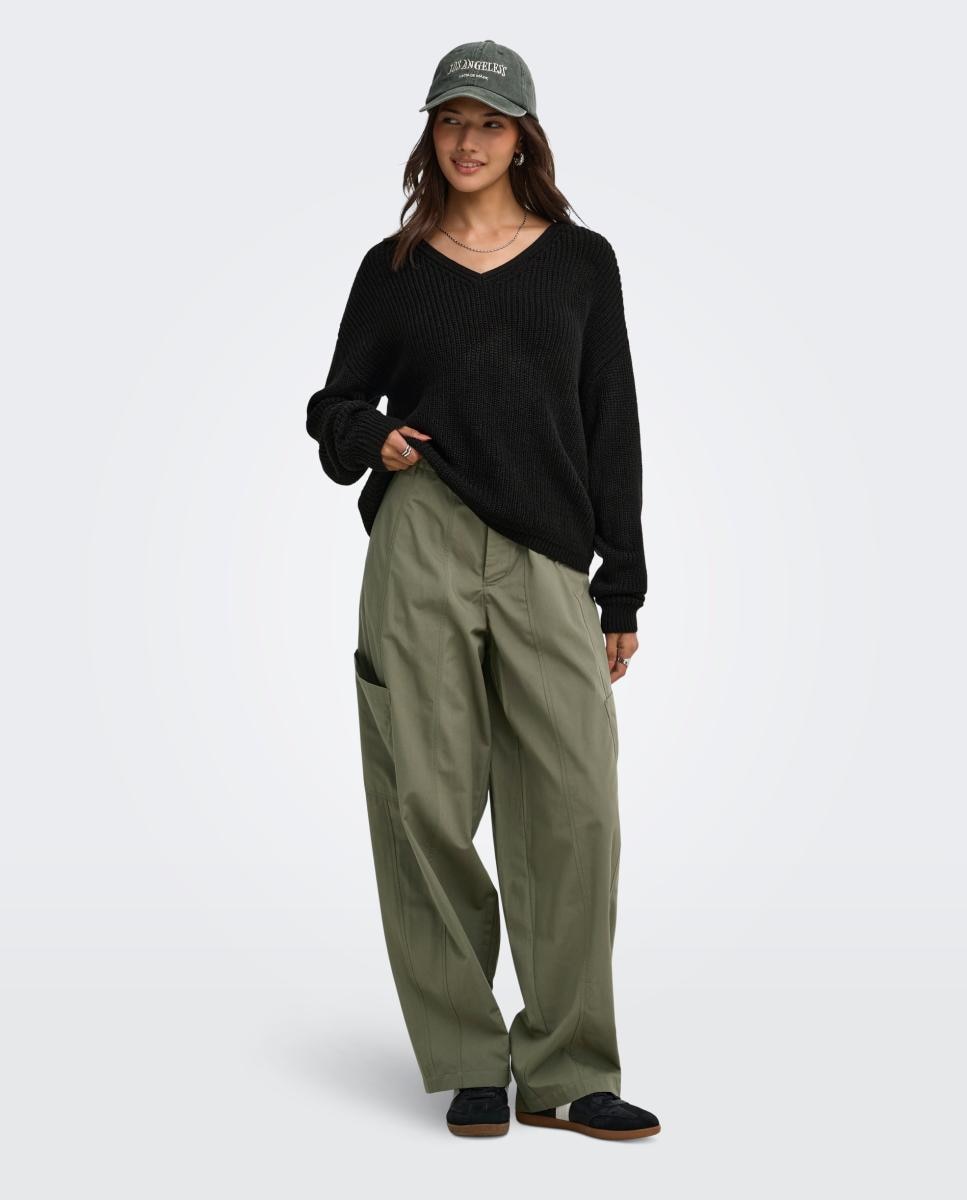 Jersey de mujer con escote pico y manga larga - jdy - Negro Negro-7