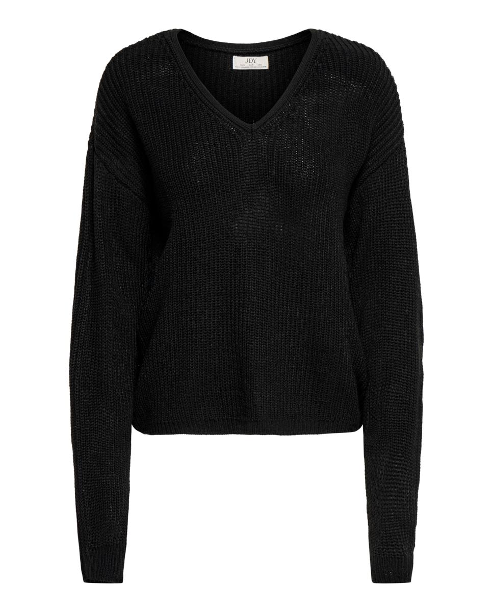 Jersey de mujer con escote pico y manga larga - jdy - Negro Negro-5