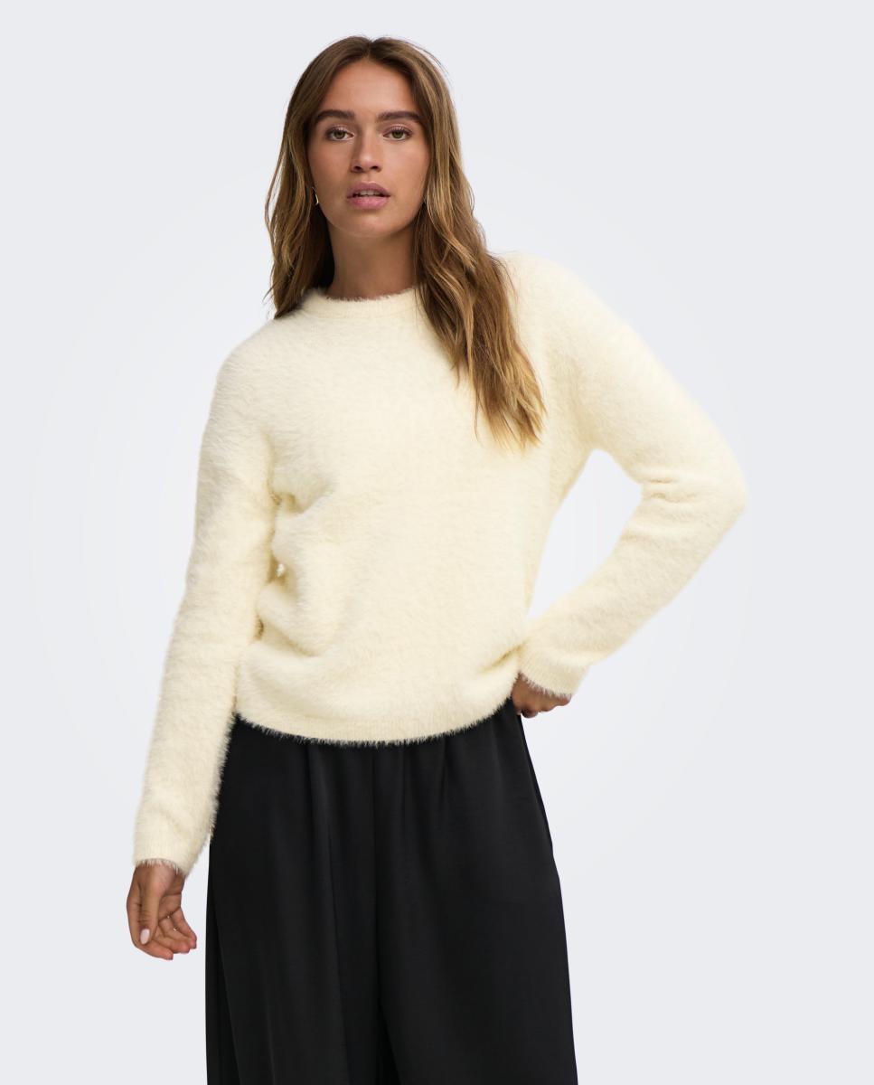 Imagen 0 de Jersey de mujer con cuello redondo y manga larga Blanco