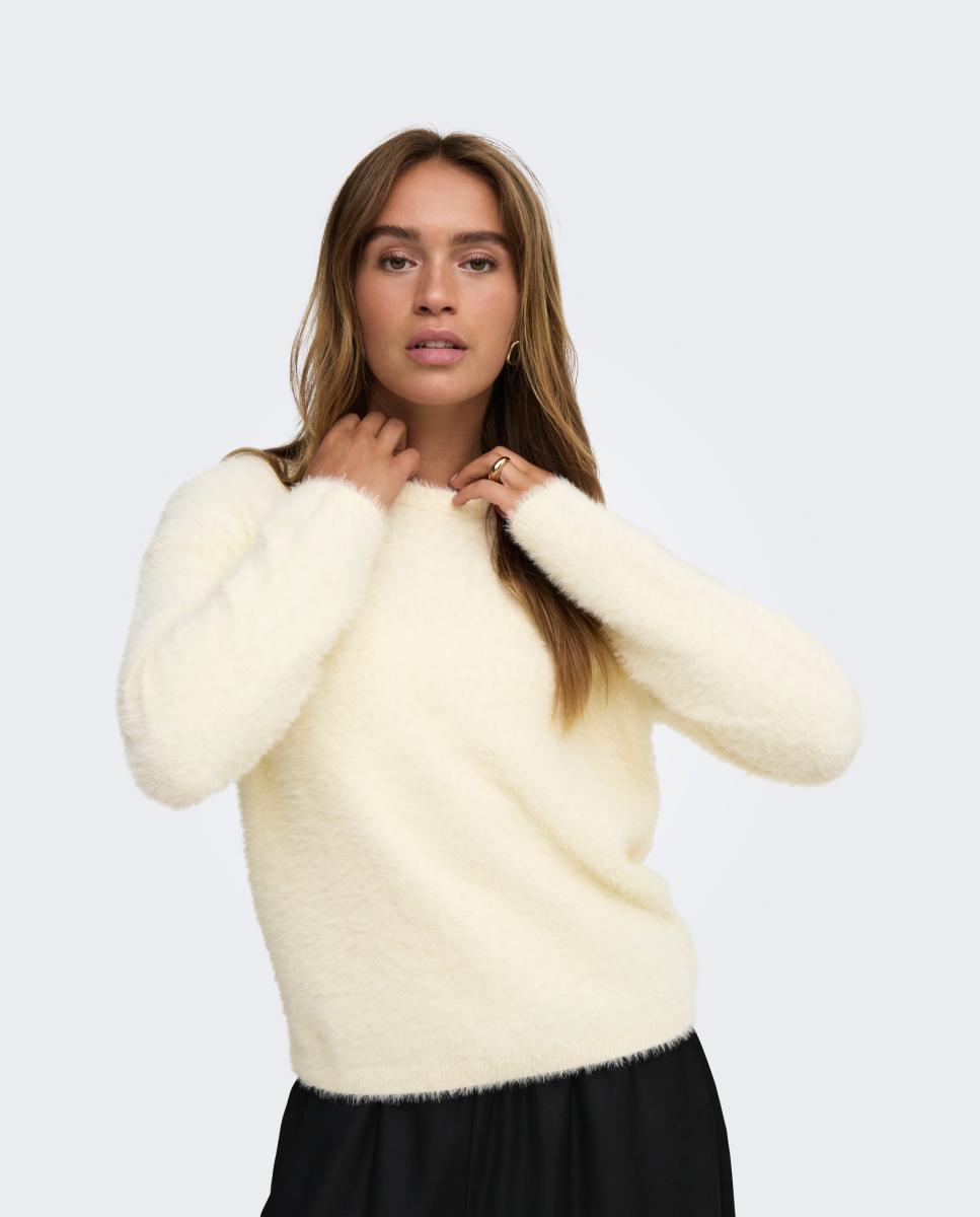 Jersey de mujer con cuello redondo y manga larga - jdy - Blanco Blanco-4