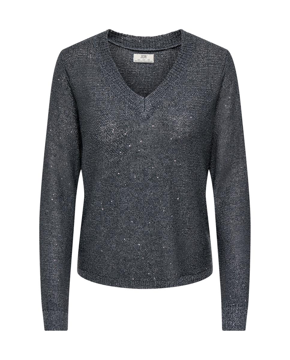 Jersey de mujer con escote pico y manga larga - jdy - Gris oscuro Gris oscuro-6