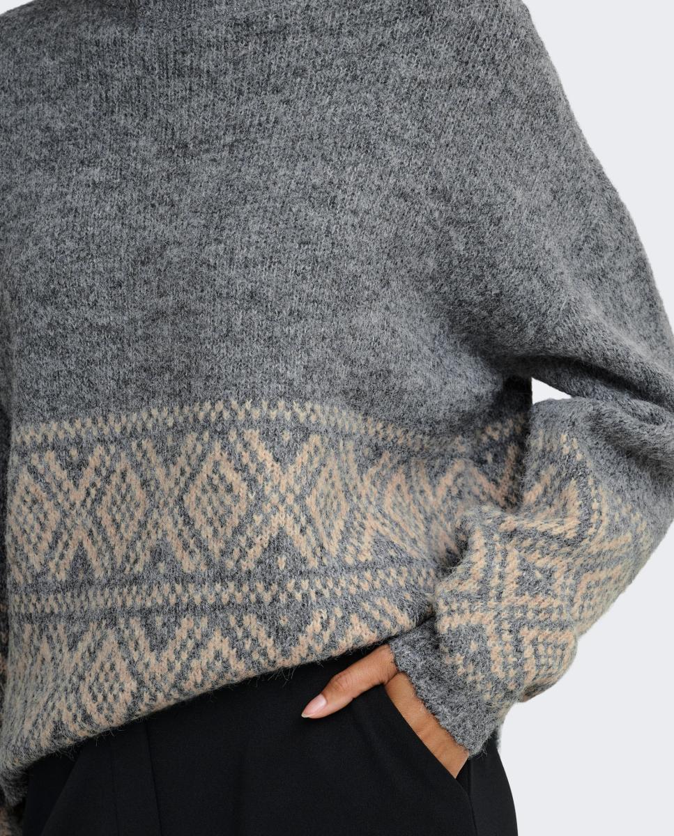 Jersey de mujer con cuello redondo y manga larga - jdy - Gris oscuro Gris oscuro-3