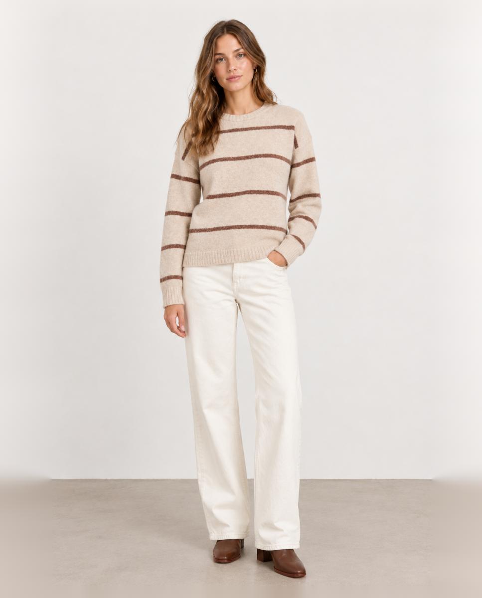 Imagen 3 de Jersey de mujer con cuello redondo y manga larga - jdy - Beige Beige
