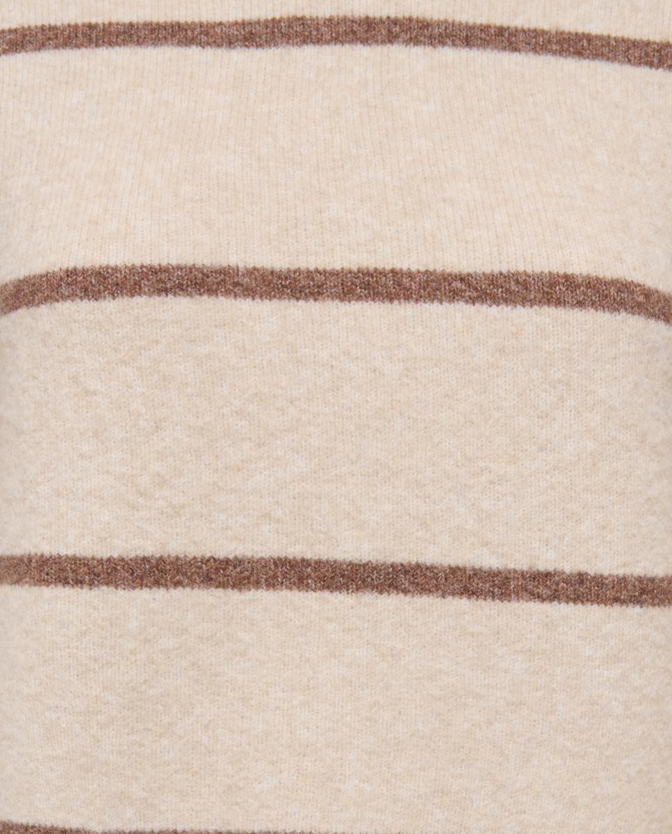 Camisola de malha de mulher com decote redondo e manga comprida Bege-3