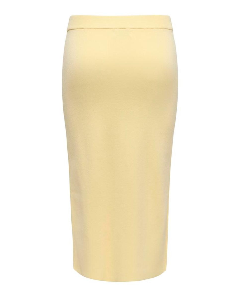 Saia Midi de Malha com Cintura Subida Creme-2