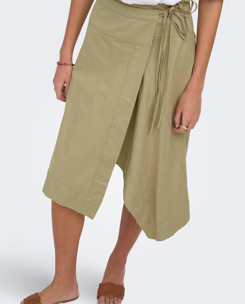 Saia Assimétrica com Fecho de Laço Verde-claro-5