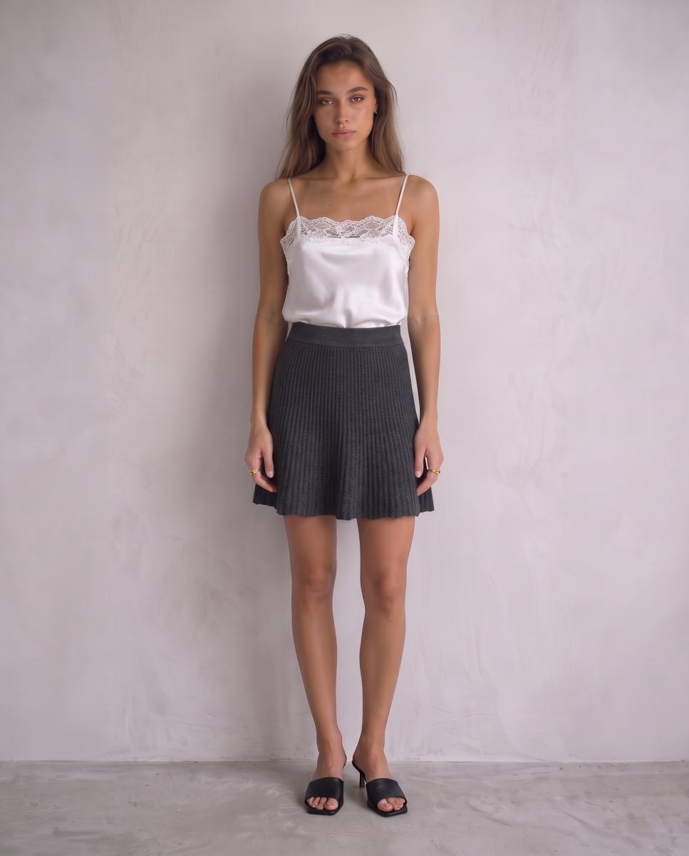 Falda de punto con cintura alta - jdy - Gris oscuro Gris oscuro-1