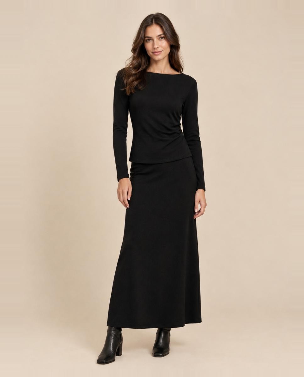 Falda midi con cintura elástica - jdy - Negro Negro-1