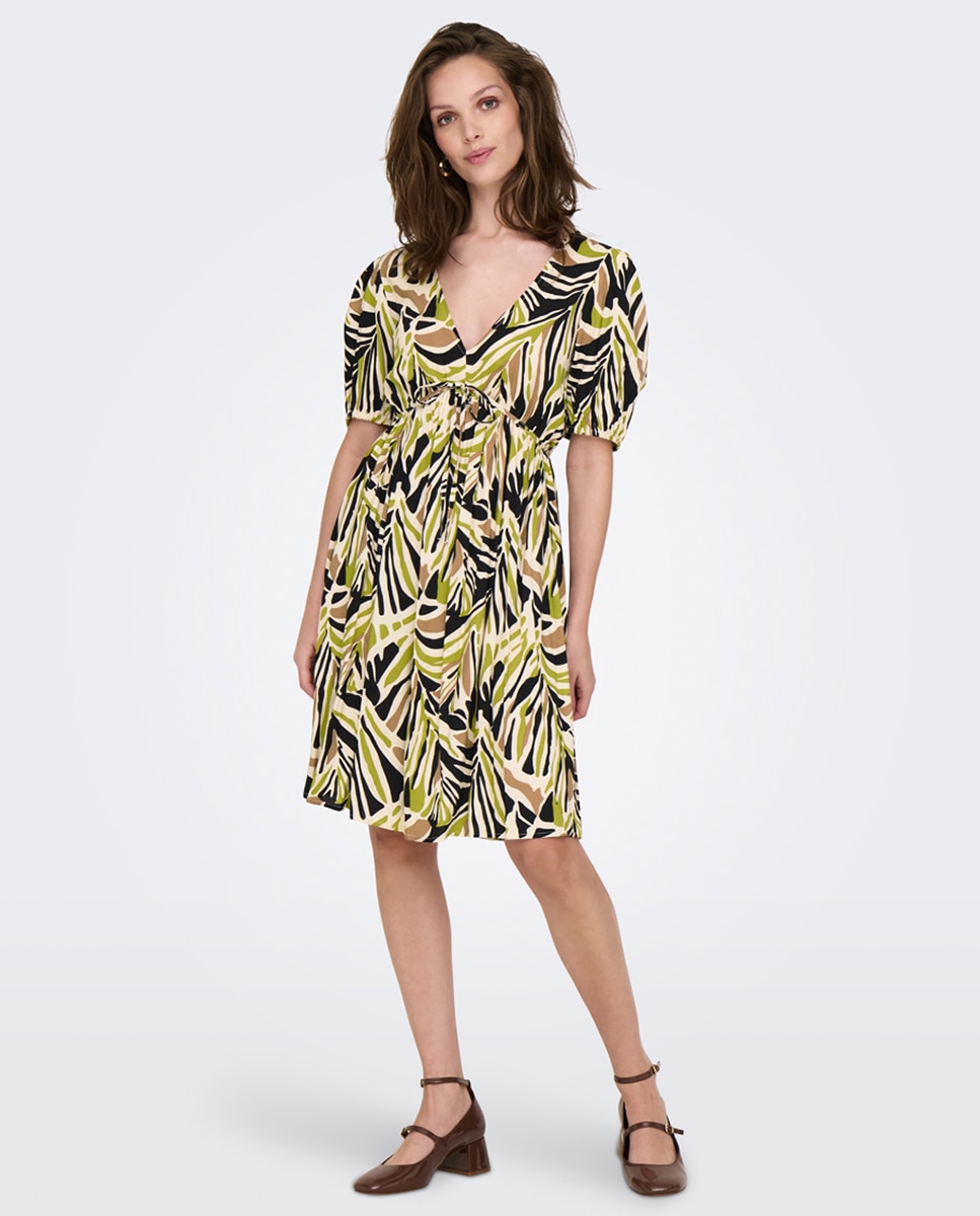 Imagem 0 de Vestido Curto Estampado com Manga Curta