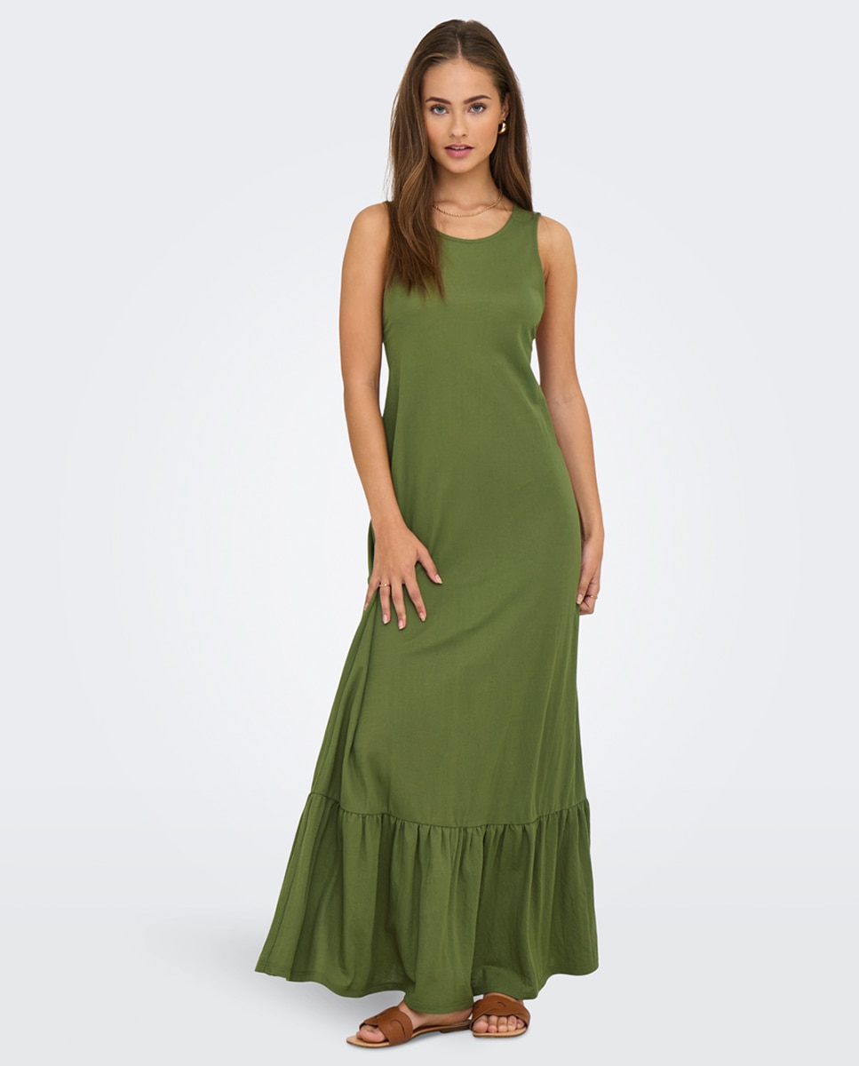 Vestido comprido sem mangas Verde-1