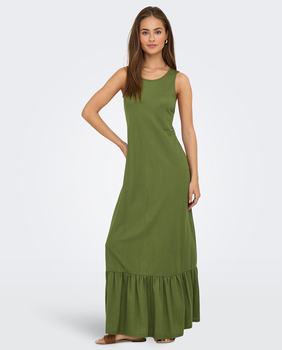 Vestido comprido sem mangas Verde-3