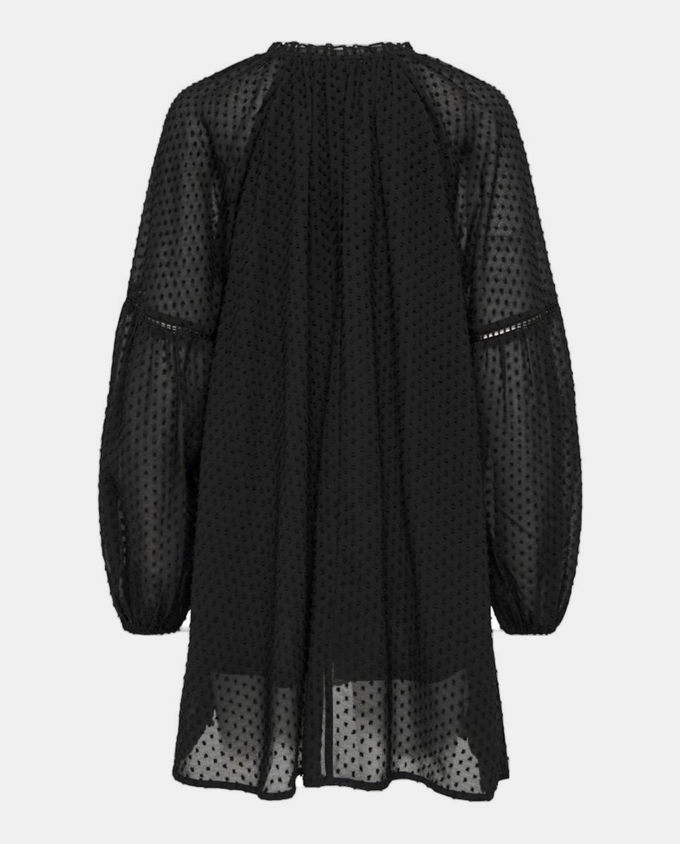 Vestido curto de manga comprida Preto-7