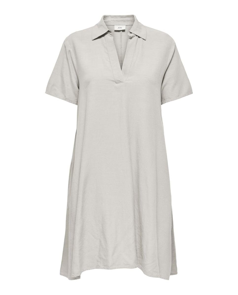 Vestido Curto de Linho com Manga Curta Branco-gelo-6