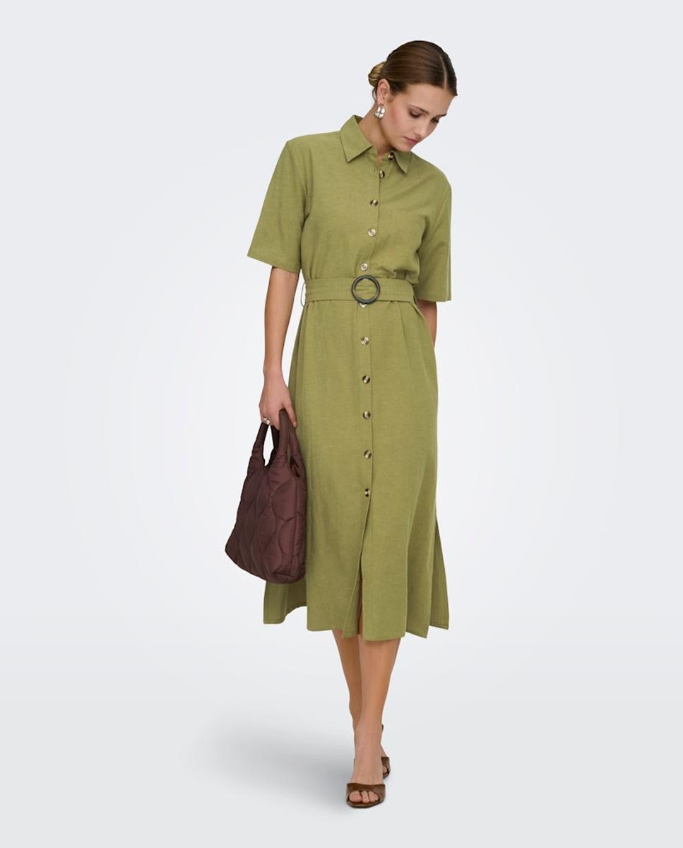 Imagem 0 de Vestido Camiseiro Midi de Linho