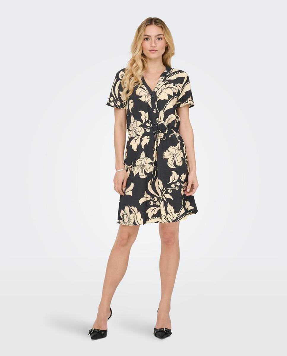 jdy - Vestido corto con cuello mao y manga corta.