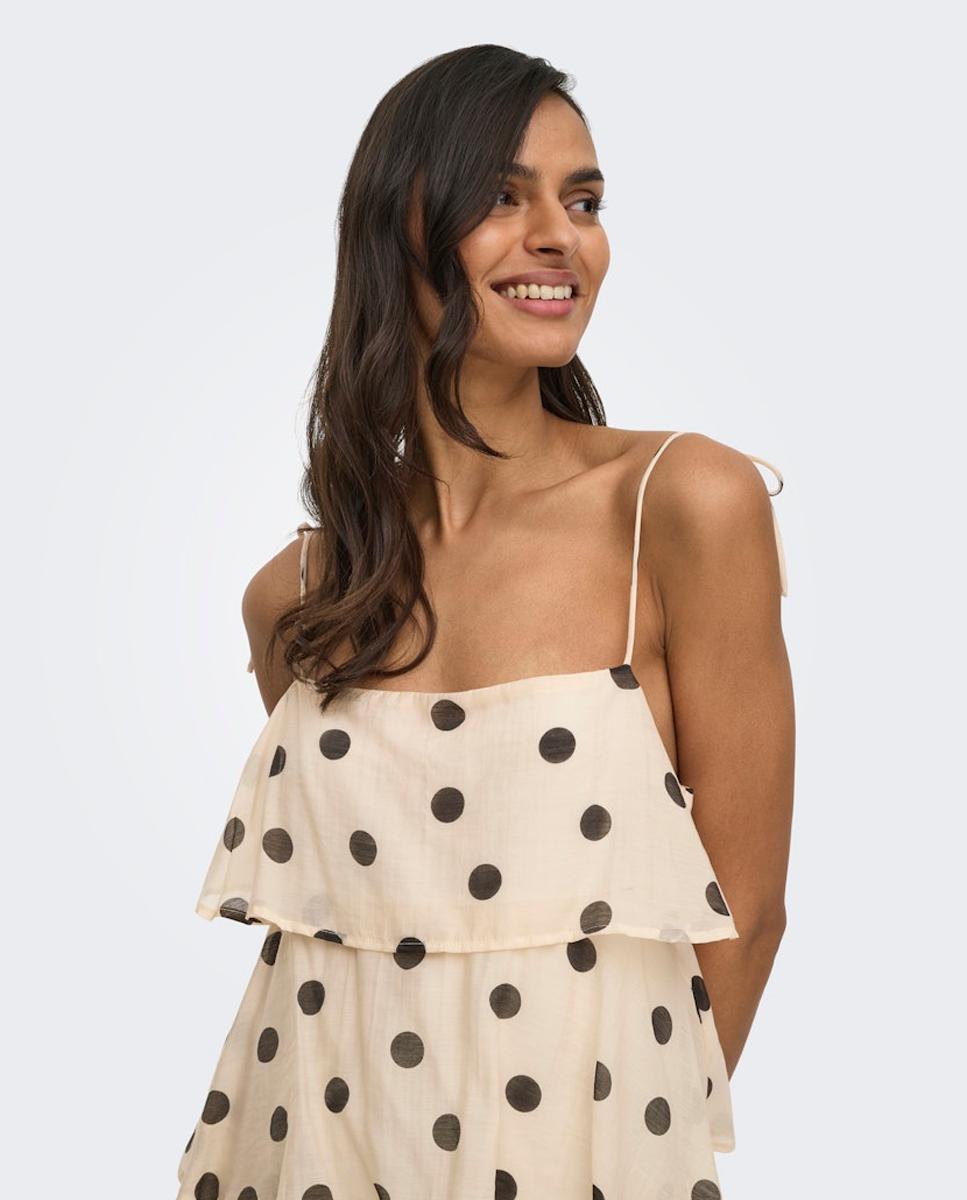 Vestido curto com folhos Branco-2