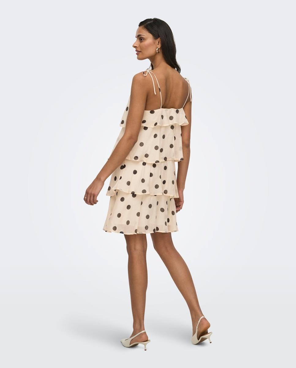 Vestido curto com folhos Branco-4
