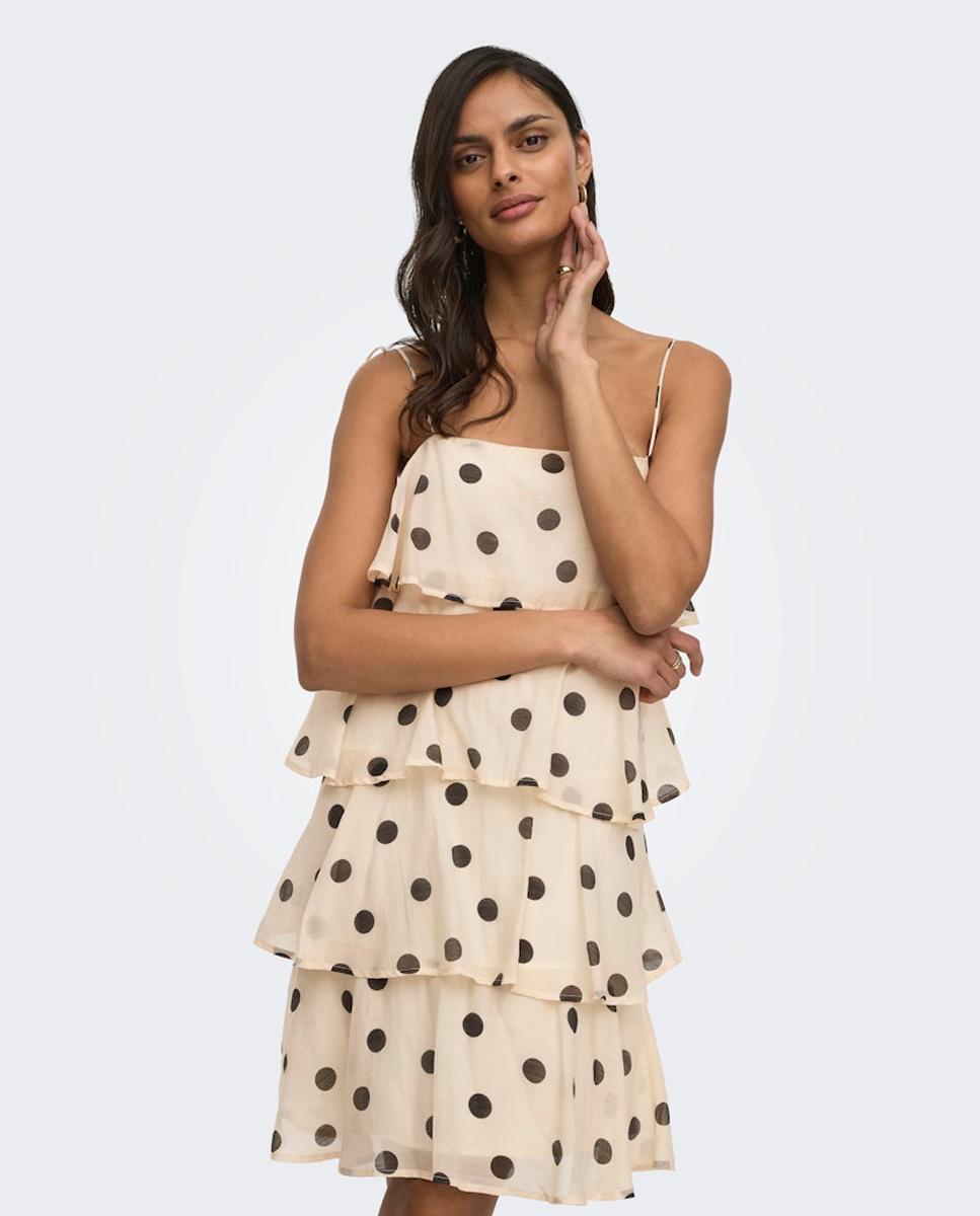 Vestido curto com folhos Branco-5
