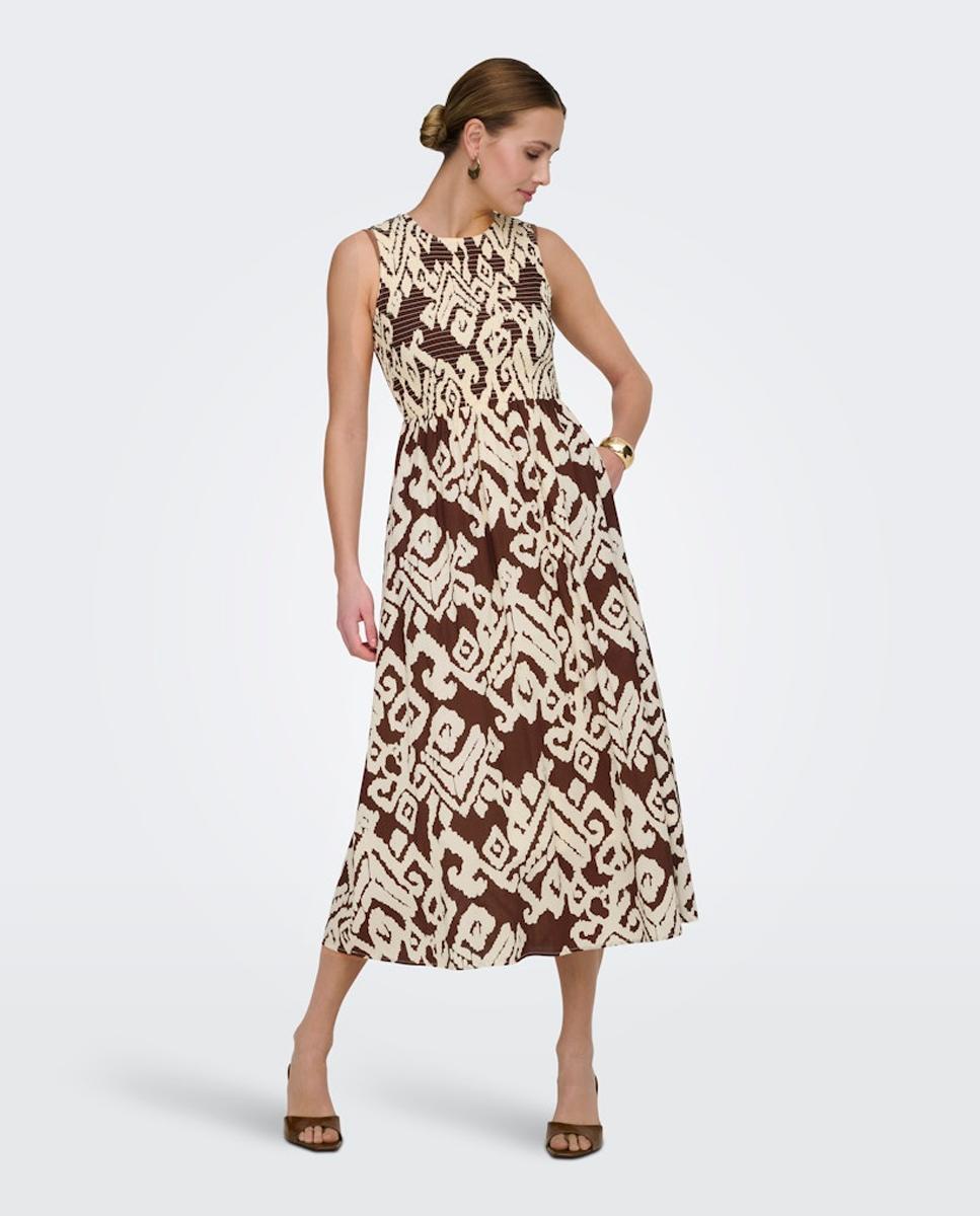 jdy - Vestido midi con vuelo y nido de abeja.