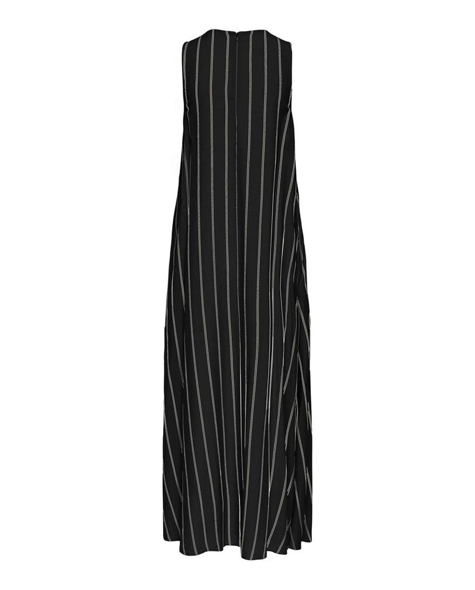 Vestido Comprido de Linho sem Mangas Preto-2