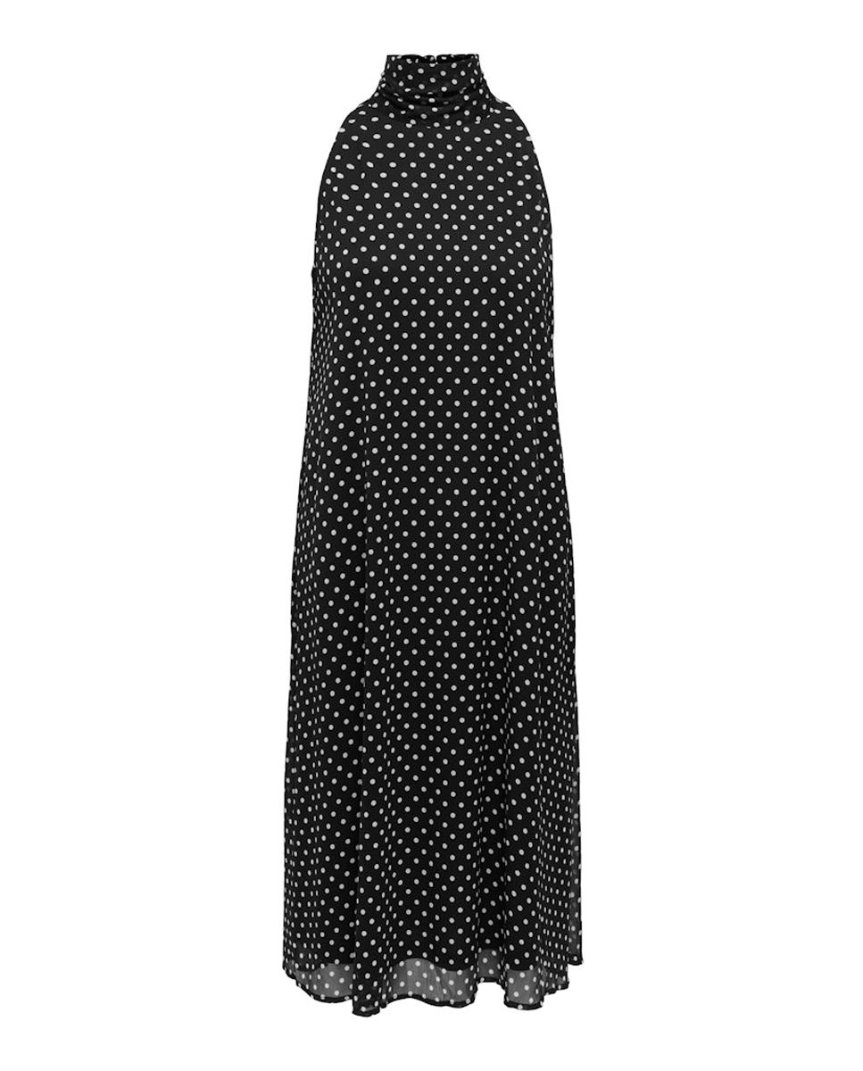 Vestido Midi Halter sem Mangas Preto-7