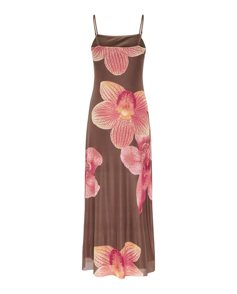 Vestido de Malha Comprido de Alças Castanho-escuro-2